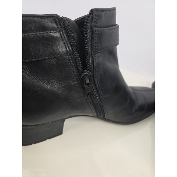 Elites By Walking Cradles Black Leather Ankle Boots zip Up & Buckle Detail S 7.5 - Picture 10 of 11